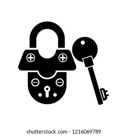 Key and Lock Icon in trendy flat style white background. Security symbol for your web site design, logo, app,Vector ,illustration