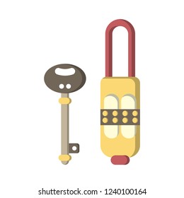 Key and Lock Icon in trendy flat style white background. Security symbol for your web site design, logo, app,Vector ,illustration