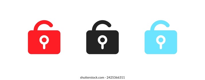 Key lock icons. Flat, color, button protection design, key lock icons. Vector icons