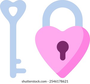 Key Lock, isolated flat illustration in transparent background