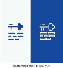 Key, Lock, Layout, Login Line and Glyph Solid icon Blue banner Line and Glyph Solid icon Blue banner