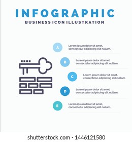 Key, Lock, Layout, Login Line icon with 5 steps presentation infographics Background