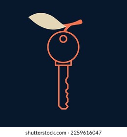 The key to the lock. Linear image. Vector illustration.