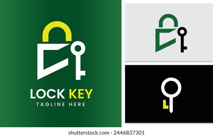 key lock logo design icon template vector modern unique professional design idea 