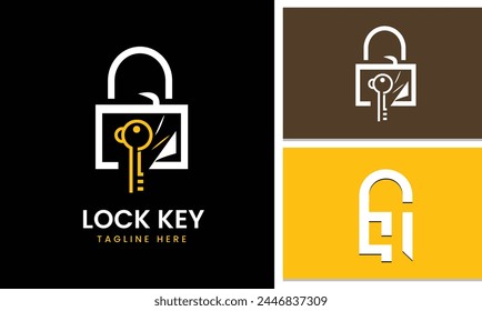 Schlüsselschloss Logo Design Icon Vorlage Vektorgrafik Moderne einzigartige professionelle Design-Idee 