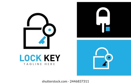 key lock logo design icon template vector modern unique professional design idea 