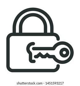 key and lock - minimal line web icon. simple vector illustration. concept for infographic, website or app.