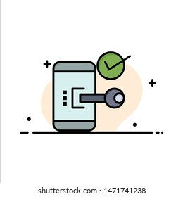 Key, Lock, Mobile, Open, Phone, Security Business Logo Template. Flat Color