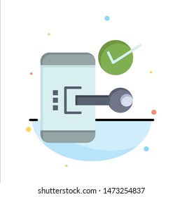Key, Lock, Mobile, Open, Phone, Security Abstract Flat Color Icon Template