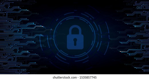 Key lock security system abstract technology Dark blue background
