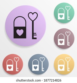 Key and lock in the shape of a heart badge color set icon. Simple glyph, flat vector of valentine's day- wedding icons for ui and ux, website or mobile application