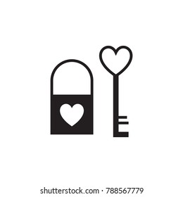 key and lock in the shape of a heart icon. Valentine's Day elements. Premium quality graphic design icon. Simple love icon for websites, web design, mobile app, info graphics on white background