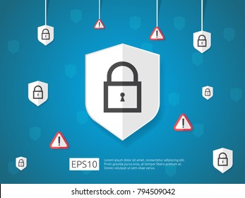 key lock shield protect and alert icon, Internet VPN Security banner Concept vector illustration
