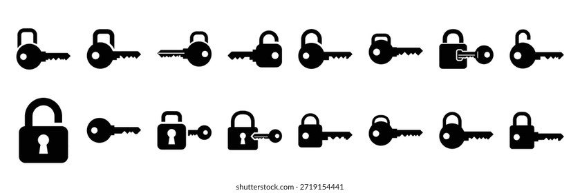 Schlüsselsperre Silhouette Symbolsatz