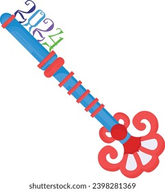 Key Lock Teeth Designed into 2024 concept, Twenty Twenty four vector icon design, Happy New Year 2024 Symbol, HNY Wishes Sign, New Years Eve celebration Element stock illustration