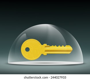 key to the lock under a glass dome