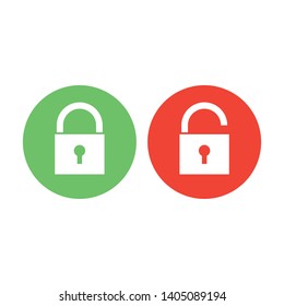 key lock and unlock icons in circle buttons