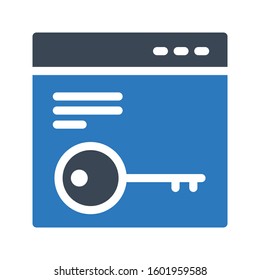 key lock vector glyph  color icon 