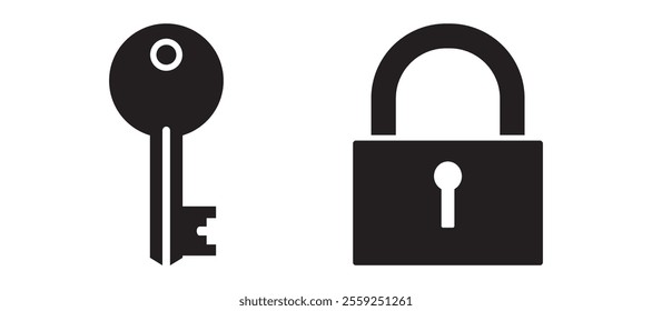 Key and Lock vector icon silhouette