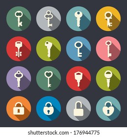 Key and locker icon set