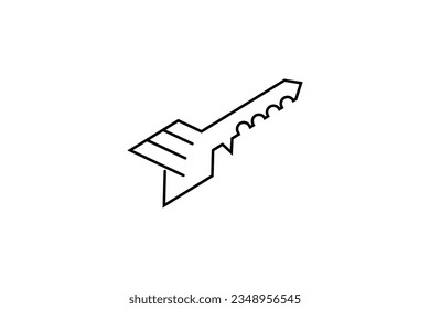 Key logo with arrow combination in line art design style