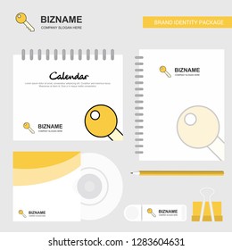 Key Logo, Calendar Template, CD Cover, Diary and USB Brand Stationary Package Design Vector Template