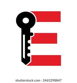 Key Logo combine with letter E vector template