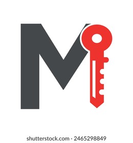 Logotipo de la llave combinado con la letra M Plantilla de Vector