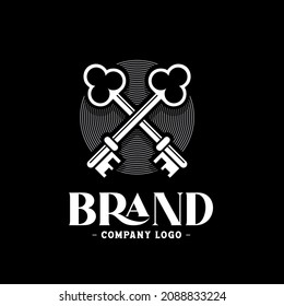 Key logo with cross and shadow concepts in a circle, perfect for key companies or broken key repair services