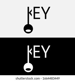 Key logo design with concept which the letter k in the key sentence is replaced by a KEY.