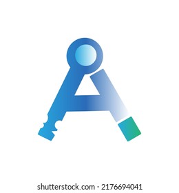 key logo design and letter A vector illustration