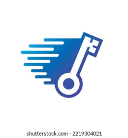 Key Logo Design Template Fast And Secure Symbol
