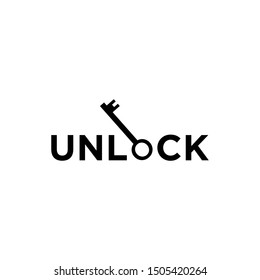 Key logo design. Unlock type letter logo illustration vector