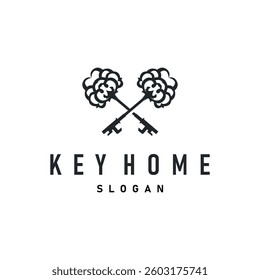 Key logo design with vintage retro concept security key button illustration simple minimalist template