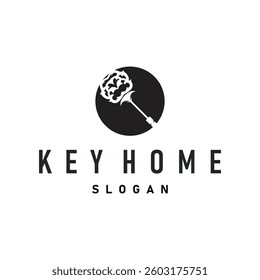 Key logo design with vintage retro concept security key button illustration simple minimalist template