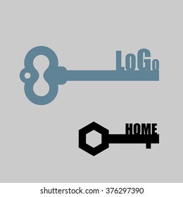 Key logo. Key to  door. Key lock emblem for construction company real estate. Template design for real estate company 