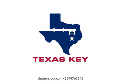 Key logo for map state Texas. Real estate company
