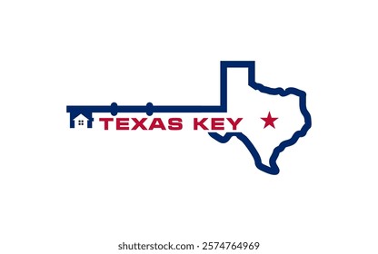 Key logo for map state Texas. Real estate company
