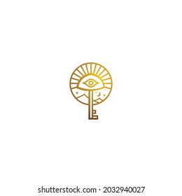 Key logo vector with old style as antique. For luxury and premium business. Apply to web site, application, decor and ornament element