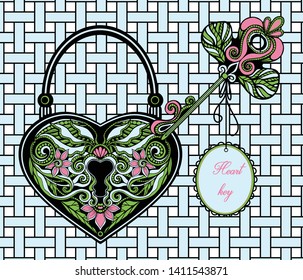 key love heart bag vector