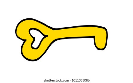 Key love heart shape romantic tools. Valentine day.