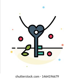 Key, Love, Heart, Wedding Abstract Flat Color Icon Template. Vector Icon Template background