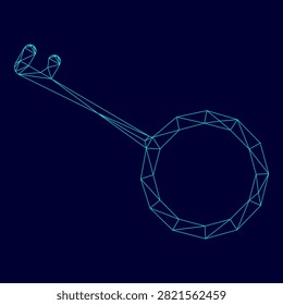 Key low poly triangulation triangulated polygonal electric cyan blue vibrant aqua neon color outline contour line