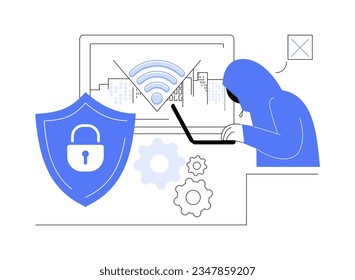 Key management abstract concept vector illustration. Device key replacement during cyber attack, smart city, cloud-based device KMS, modern technology, Internet of Things abstract metaphor.