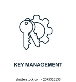 Icono de Administración de claves. Elemento de línea de la colección de administración de empresa. Signo de icono de administración de claves lineales para diseño web, infografías y más.