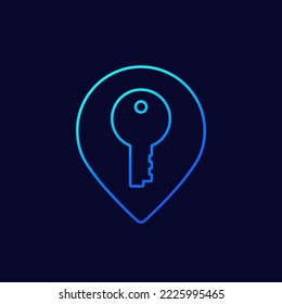 key and marker line icon