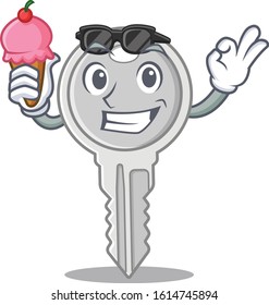 Key mascot cartoon design with ice cream