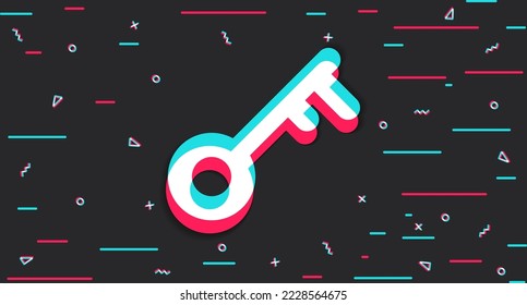 Key. Master key. Glitch background. Vector illustration