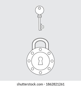key and master line icons vector