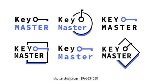 Key master logo design. Concept of easy opening the lock and key selection. Logo for your business. Vector illustration.